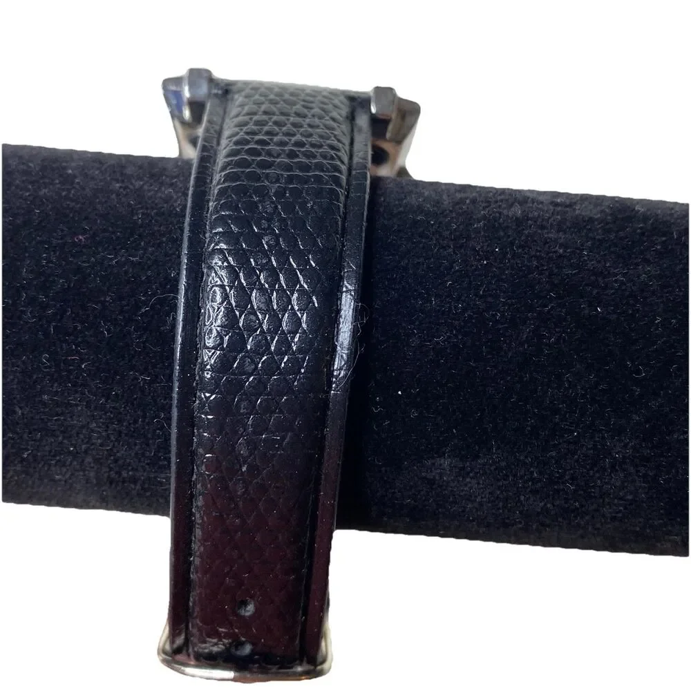 Fondini Quartz Watch Black Snakeskin Leather Unisex Watch Stainless Steel Back